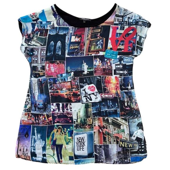 Cozy Casual Maternity Tops - Cozy Casual Maternity NYC Graphic Collage Top Multicolor Size M